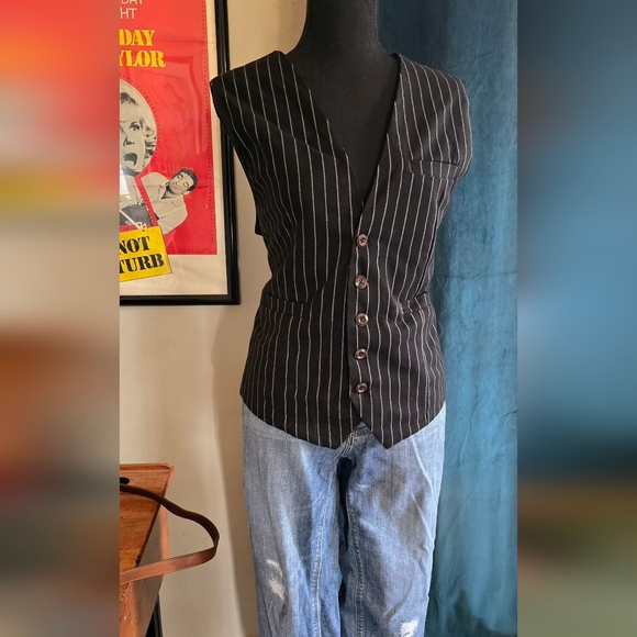 😍100% COTTON ADJUSTABLE VEST *VINTAGE TUX VEST SZ M (8/12)😍 MEASUREMENTS IN PI - Picture 2 of 9